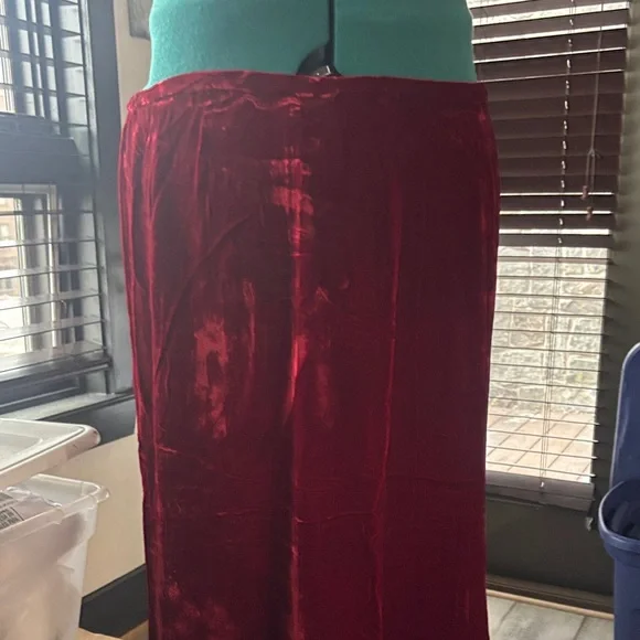 Eileen Fisher Velvet Maxi Skirt in Deep Red - Picture 2 of 4